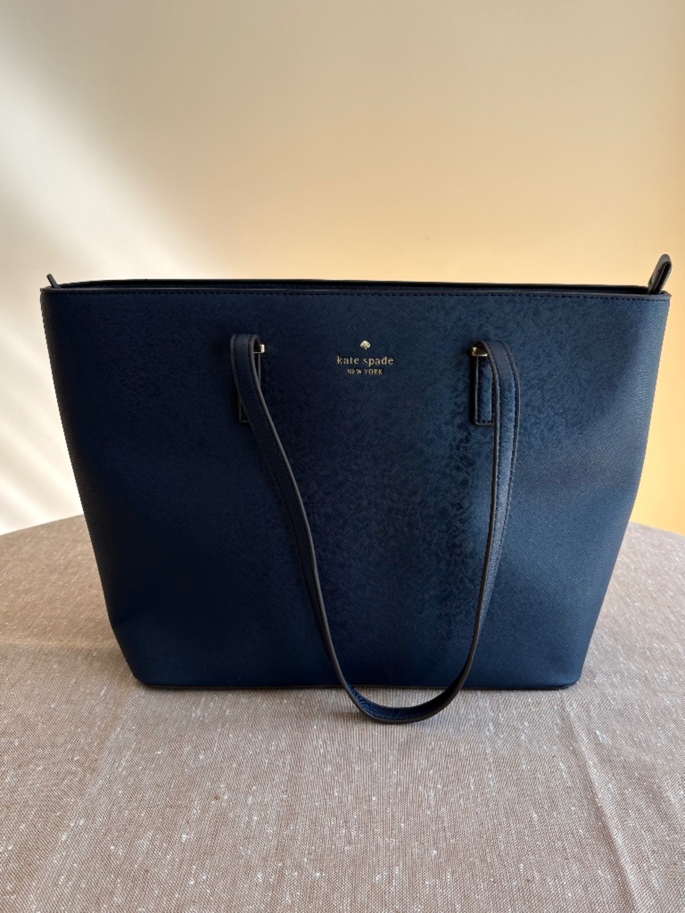 Kate Spade Navy Blue Saffiano Leather Cedar Street Medium Harmony Tote Bag Purse